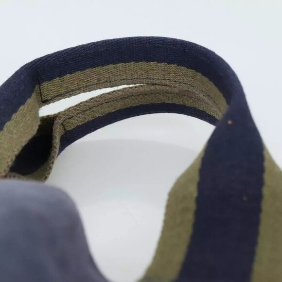 HERMES Fourre Tout Cabas Tote Bag Canvas Navy Khaki Auth ti2566 - Picture 8 of 15